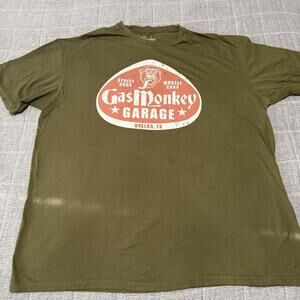 Gas Monkey Garage Mens Military Green Distressed OG Logo T-Shirt BNWT Sz XXL